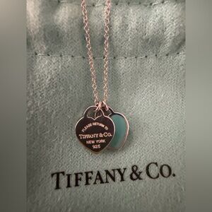 Return to Tiffany, Tiffany Blue Double Heart Tag Pendant in Silver, Mini, 16”
